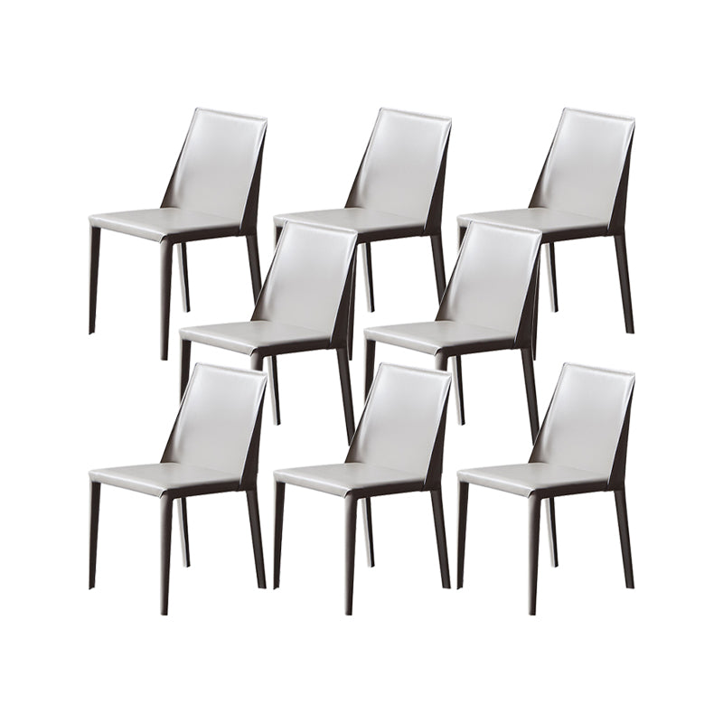 Armless Kitchen Dining Chairs Faux Leather Chairs with Metal Base