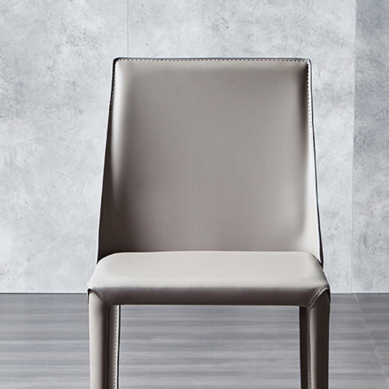 Armless Kitchen Dining Chairs Faux Leather Chairs with Metal Base