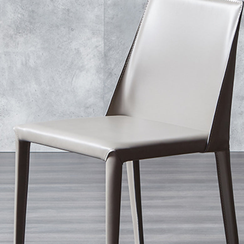 Armless Kitchen Dining Chairs Faux Leather Chairs with Metal Base