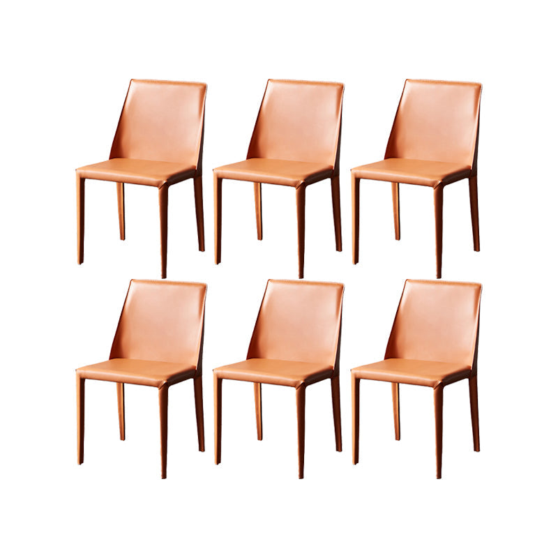 Armless Kitchen Dining Chairs Faux Leather Chairs with Metal Base