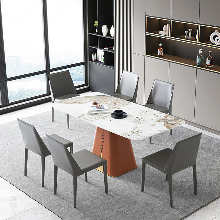 Armless Kitchen Dining Chairs Faux Leather Chairs with Metal Base