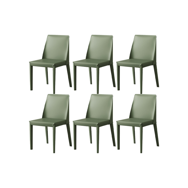 Armless Kitchen Dining Chairs Faux Leather Chairs with Metal Base