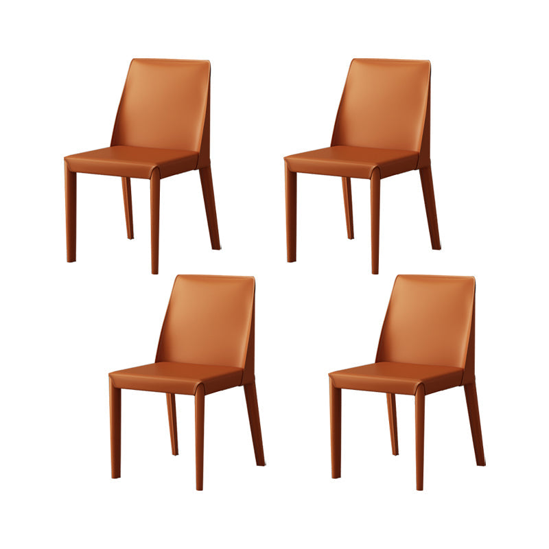 Armless Kitchen Dining Chairs Faux Leather Chairs with Metal Base