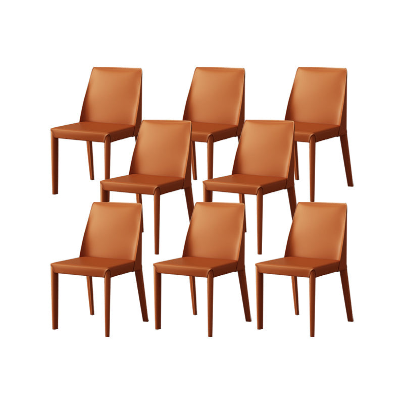 Armless Kitchen Dining Chairs Faux Leather Chairs with Metal Base