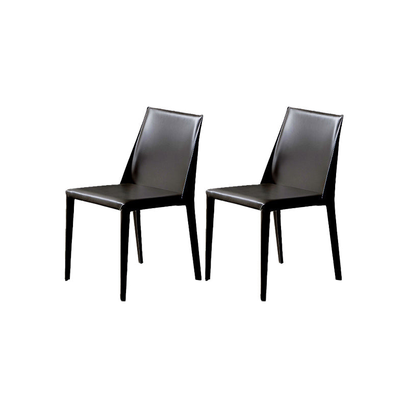 Armless Kitchen Dining Chairs Faux Leather Chairs with Metal Base
