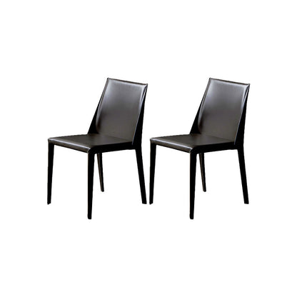 Armless Kitchen Dining Chairs Faux Leather Chairs with Metal Base