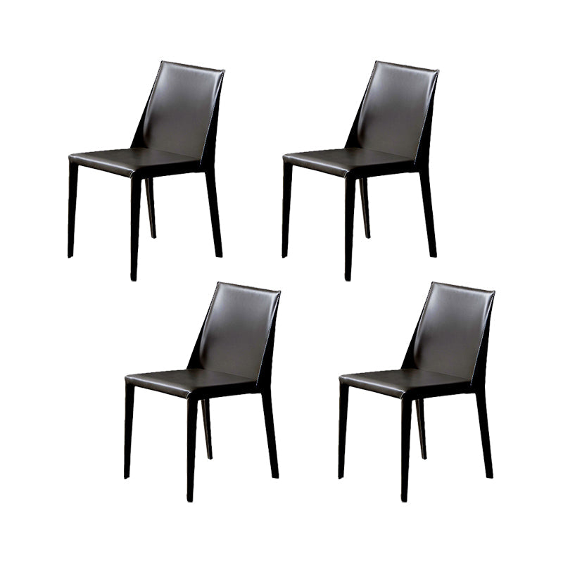 Armless Kitchen Dining Chairs Faux Leather Chairs with Metal Base