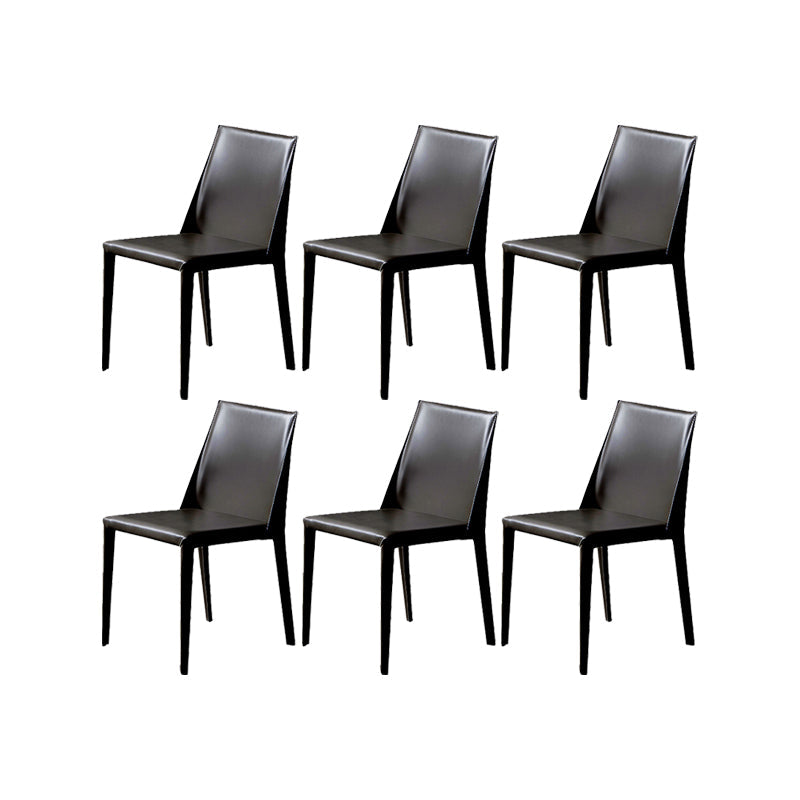 Armless Kitchen Dining Chairs Faux Leather Chairs with Metal Base