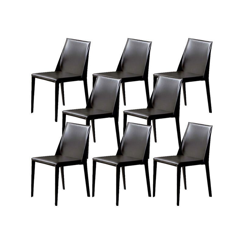 Armless Kitchen Dining Chairs Faux Leather Chairs with Metal Base