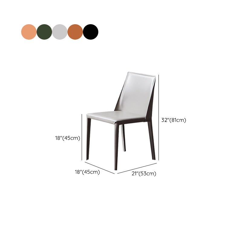 Armless Kitchen Dining Chairs Faux Leather Chairs with Metal Base