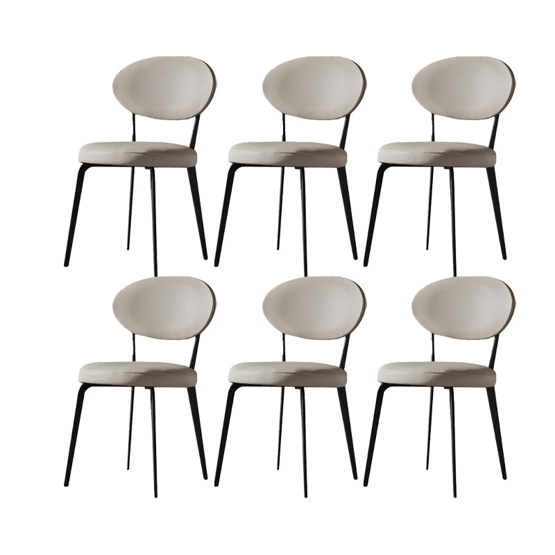 Faux Leather Dining Chairs Upholstered Dining Chairs in White 6 Piece Set Clearhalo 'Dining Chairs' 'Dining Tables & Seating' 'dining_chair' 'furn' 'furn_dining_chair' 'Furniture' 'Kitchen & Dining Furniture' 7028655