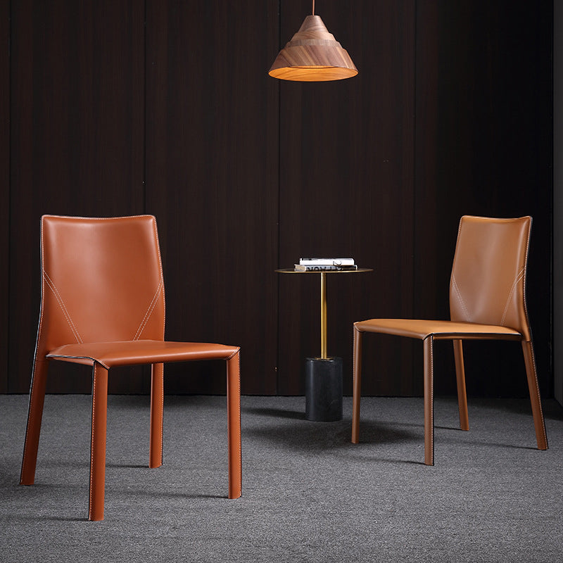 Faux Leather Kitchen Dining Chairs Upholstered Side Chairs with Metal Base Clearhalo 'Dining Chairs' 'Dining Tables & Seating' 'dining_chair' 'furn' 'furn_dining_chair' 'Furniture' 'Kitchen & Dining Furniture' 7028663