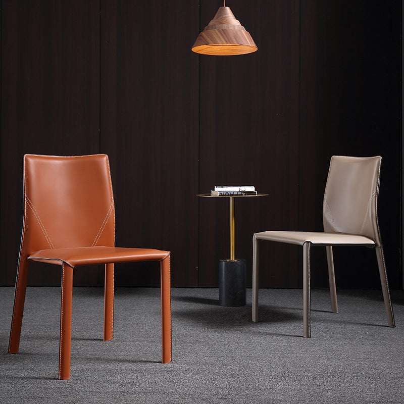 Faux Leather Kitchen Dining Chairs Upholstered Side Chairs with Metal Base Clearhalo 'Dining Chairs' 'Dining Tables & Seating' 'dining_chair' 'furn' 'furn_dining_chair' 'Furniture' 'Kitchen & Dining Furniture' 7028665