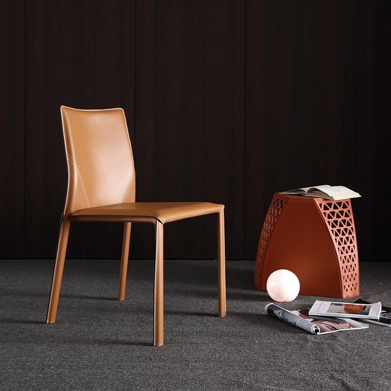 Faux Leather Kitchen Dining Chairs Upholstered Side Chairs with Metal Base Clearhalo 'Dining Chairs' 'Dining Tables & Seating' 'dining_chair' 'furn' 'furn_dining_chair' 'Furniture' 'Kitchen & Dining Furniture' 7028667