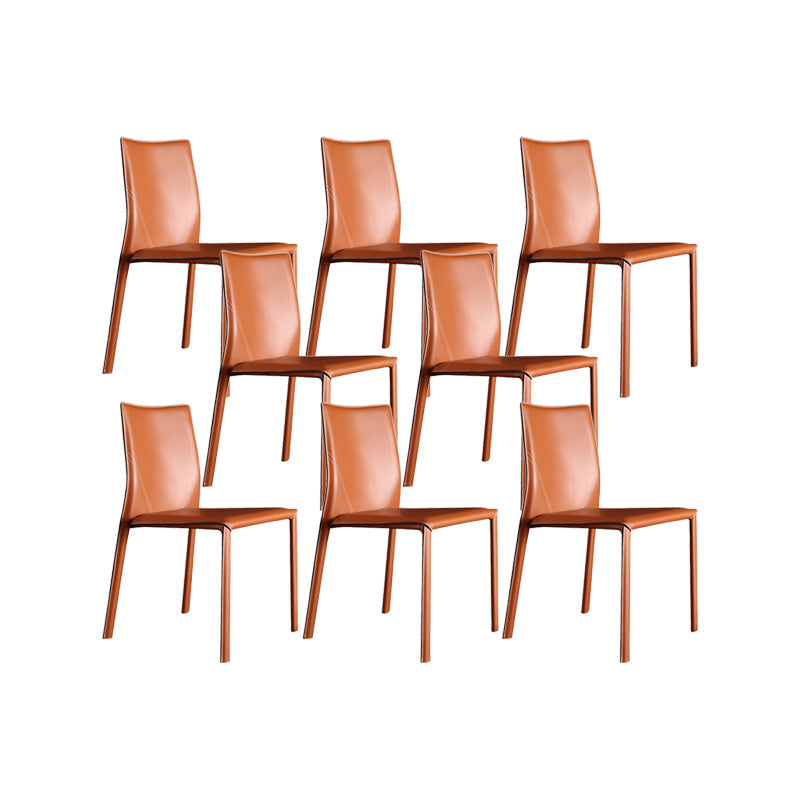 Faux Leather Kitchen Dining Chairs Upholstered Side Chairs with Metal Base Burgundy 8 Piece Set Clearhalo 'Dining Chairs' 'Dining Tables & Seating' 'dining_chair' 'furn' 'furn_dining_chair' 'Furniture' 'Kitchen & Dining Furniture' 7028670