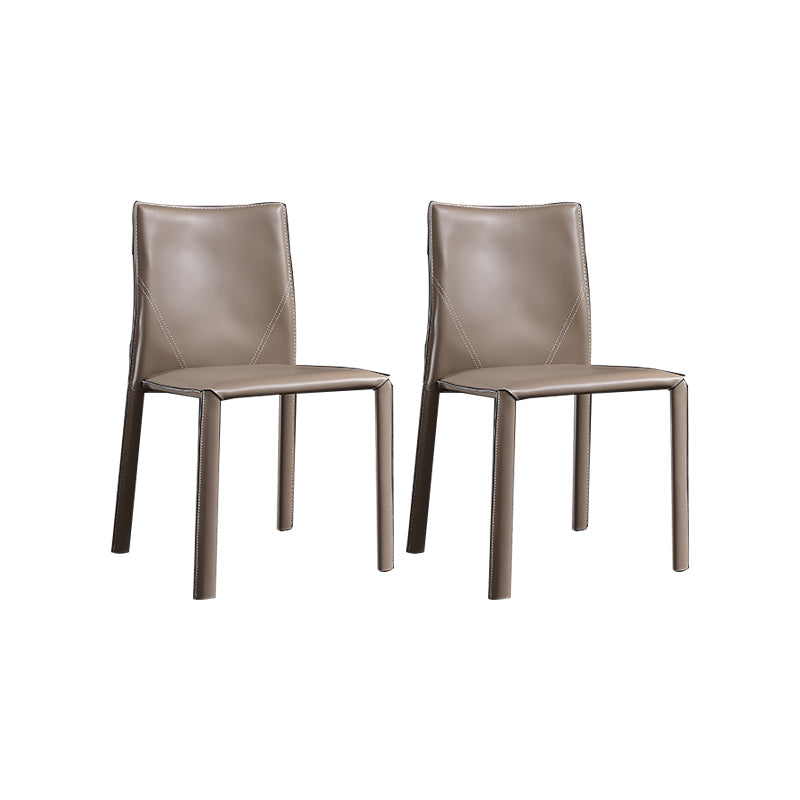 Faux Leather Kitchen Dining Chairs Upholstered Side Chairs with Metal Base Grey 2 Piece Set Clearhalo 'Dining Chairs' 'Dining Tables & Seating' 'dining_chair' 'furn' 'furn_dining_chair' 'Furniture' 'Kitchen & Dining Furniture' 7028673