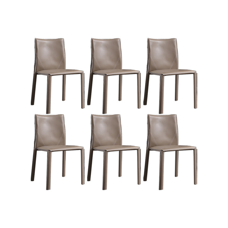 Faux Leather Kitchen Dining Chairs Upholstered Side Chairs with Metal Base Grey 6 Piece Set Clearhalo 'Dining Chairs' 'Dining Tables & Seating' 'dining_chair' 'furn' 'furn_dining_chair' 'Furniture' 'Kitchen & Dining Furniture' 7028677
