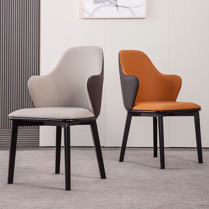 Faux Leather Dining Chairs Wingback Side Chair with Metal Base Clearhalo 'Dining Chairs' 'Dining Tables & Seating' 'dining_chair' 'furn' 'furn_dining_chair' 'Furniture' 'Kitchen & Dining Furniture' 7028682