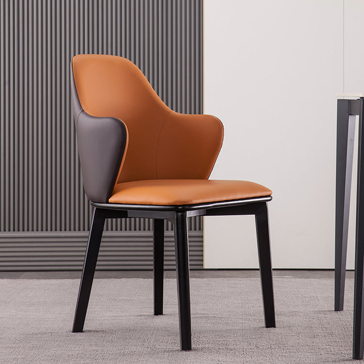 Faux Leather Dining Chairs Wingback Side Chair with Metal Base Clearhalo 'Dining Chairs' 'Dining Tables & Seating' 'dining_chair' 'furn' 'furn_dining_chair' 'Furniture' 'Kitchen & Dining Furniture' 7028683