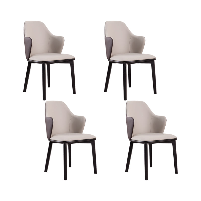 Faux Leather Dining Chairs Wingback Side Chair with Metal Base Grey 4 Piece Set Clearhalo 'Dining Chairs' 'Dining Tables & Seating' 'dining_chair' 'furn' 'furn_dining_chair' 'Furniture' 'Kitchen & Dining Furniture' 7028684
