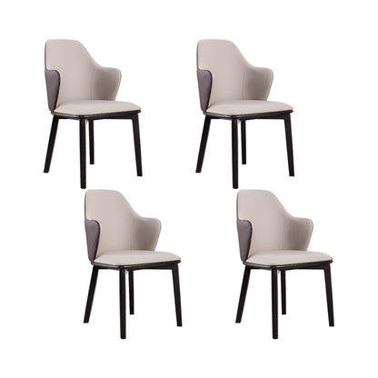 Faux Leather Dining Chairs Wingback Side Chair with Metal Base Grey 4 Piece Set Clearhalo 'Dining Chairs' 'Dining Tables & Seating' 'dining_chair' 'furn' 'furn_dining_chair' 'Furniture' 'Kitchen & Dining Furniture' 7028684
