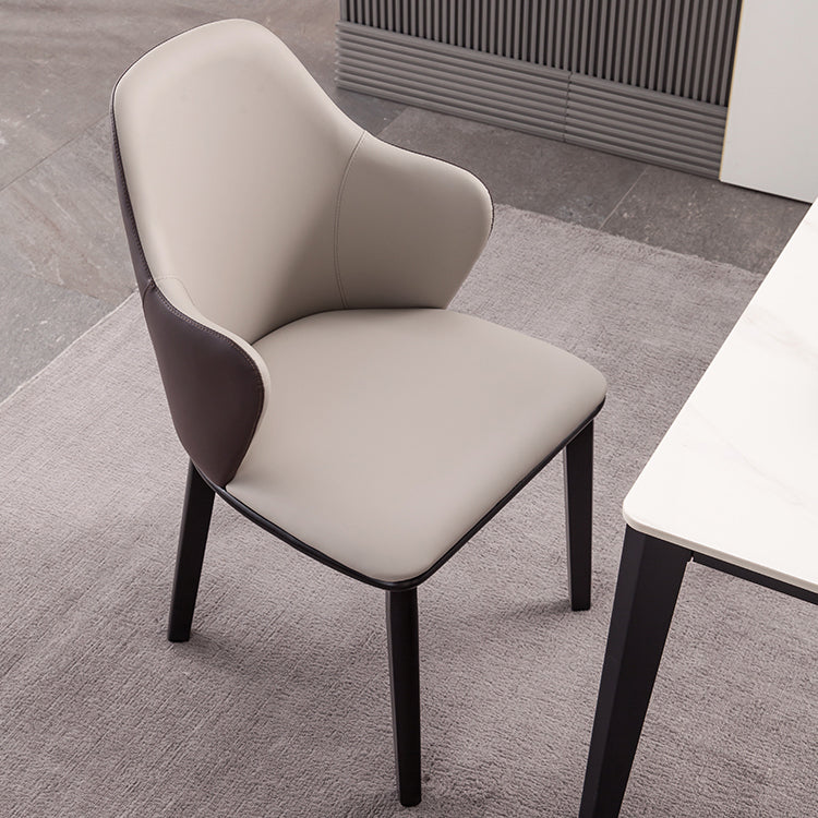 Faux Leather Dining Chairs Wingback Side Chair with Metal Base Clearhalo 'Dining Chairs' 'Dining Tables & Seating' 'dining_chair' 'furn' 'furn_dining_chair' 'Furniture' 'Kitchen & Dining Furniture' 7028685