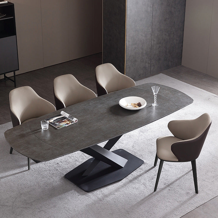 Faux Leather Dining Chairs Wingback Side Chair with Metal Base Clearhalo 'Dining Chairs' 'Dining Tables & Seating' 'dining_chair' 'furn' 'furn_dining_chair' 'Furniture' 'Kitchen & Dining Furniture' 7028695
