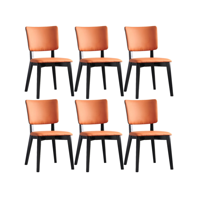 フェイクレザーキッチンダイニングチェアウッドベースの布張りのサイドチェア