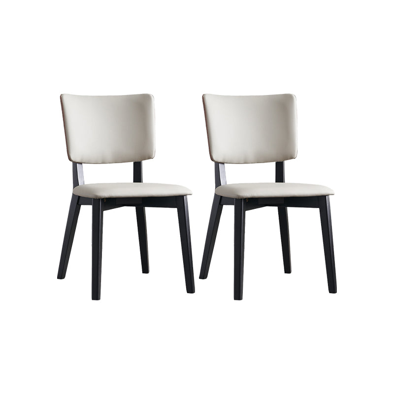 フェイクレザーキッチンダイニングチェアウッドベースの布張りのサイドチェア