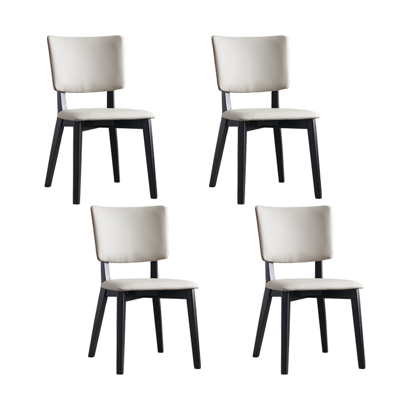 フェイクレザーキッチンダイニングチェアウッドベースの布張りのサイドチェア