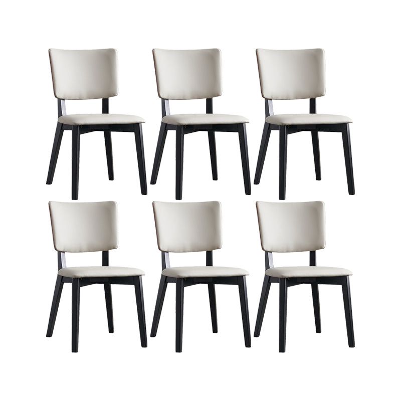 フェイクレザーキッチンダイニングチェアウッドベースの布張りのサイドチェア