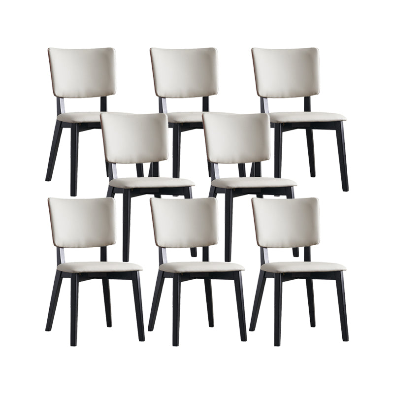 フェイクレザーキッチンダイニングチェアウッドベースの布張りのサイドチェア