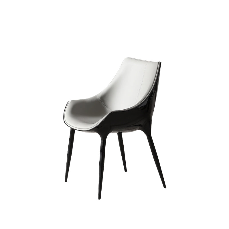 Faux Leather Kitchen Chair Metal Base Dining Chair for Living Room Black-Gray 1 Piece Clearhalo 'Dining Chairs' 'Dining Tables & Seating' 'dining_chair' 'furn' 'furn_dining_chair' 'Furniture' 'Kitchen & Dining Furniture' 7028747