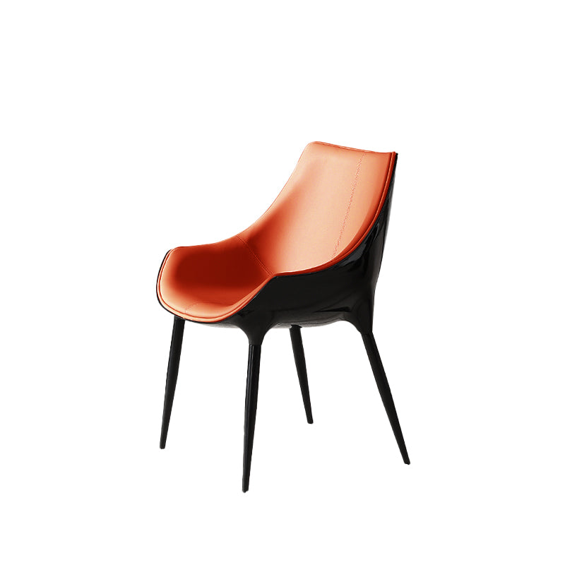 Faux Leather Kitchen Chair Metal Base Dining Chair for Living Room Orange 1 Piece Clearhalo 'Dining Chairs' 'Dining Tables & Seating' 'dining_chair' 'furn' 'furn_dining_chair' 'Furniture' 'Kitchen & Dining Furniture' 7028748