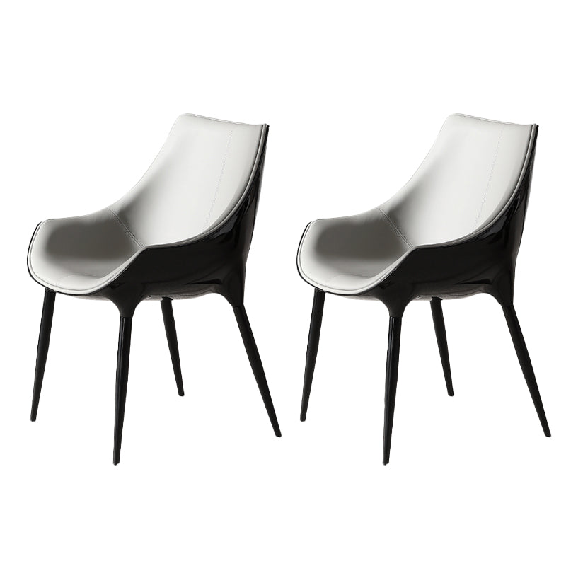 Faux Leather Kitchen Chair Metal Base Dining Chair for Living Room Black-Gray 2 Piece Set Clearhalo 'Dining Chairs' 'Dining Tables & Seating' 'dining_chair' 'furn' 'furn_dining_chair' 'Furniture' 'Kitchen & Dining Furniture' 7028753