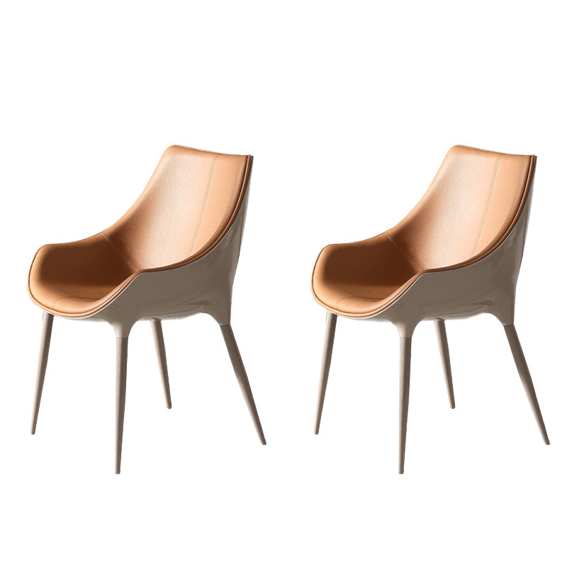 Faux Leather Kitchen Chair Metal Base Dining Chair for Living Room Beige 2 Piece Set Clearhalo 'Dining Chairs' 'Dining Tables & Seating' 'dining_chair' 'furn' 'furn_dining_chair' 'Furniture' 'Kitchen & Dining Furniture' 7028756