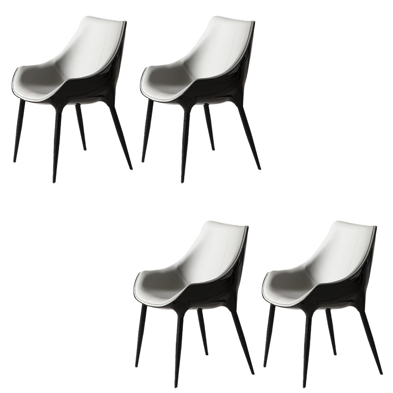 Faux Leather Kitchen Chair Metal Base Dining Chair for Living Room Black-Gray 4 Piece Set Clearhalo 'Dining Chairs' 'Dining Tables & Seating' 'dining_chair' 'furn' 'furn_dining_chair' 'Furniture' 'Kitchen & Dining Furniture' 7028758