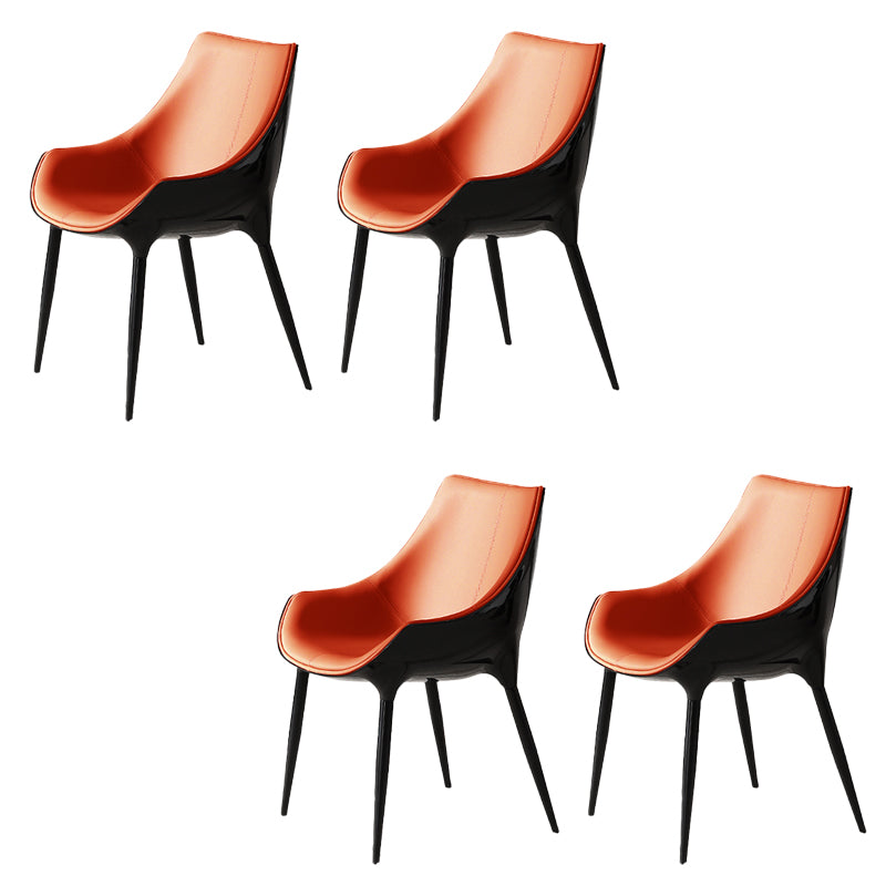 Faux Leather Kitchen Chair Metal Base Dining Chair for Living Room Orange 4 Piece Set Clearhalo 'Dining Chairs' 'Dining Tables & Seating' 'dining_chair' 'furn' 'furn_dining_chair' 'Furniture' 'Kitchen & Dining Furniture' 7028760