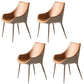 Faux Leather Kitchen Chair Metal Base Dining Chair for Living Room Beige 4 Piece Set Clearhalo 'Dining Chairs' 'Dining Tables & Seating' 'dining_chair' 'furn' 'furn_dining_chair' 'Furniture' 'Kitchen & Dining Furniture' 7028763