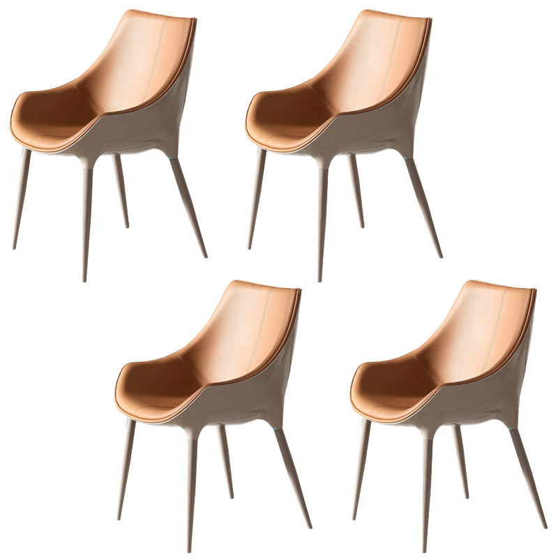 Faux Leather Kitchen Chair Metal Base Dining Chair for Living Room Beige 4 Piece Set Clearhalo 'Dining Chairs' 'Dining Tables & Seating' 'dining_chair' 'furn' 'furn_dining_chair' 'Furniture' 'Kitchen & Dining Furniture' 7028763