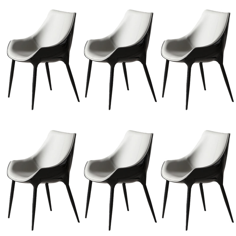 Faux Leather Kitchen Chair Metal Base Dining Chair for Living Room Black-Gray 6 Piece Set Clearhalo 'Dining Chairs' 'Dining Tables & Seating' 'dining_chair' 'furn' 'furn_dining_chair' 'Furniture' 'Kitchen & Dining Furniture' 7028765