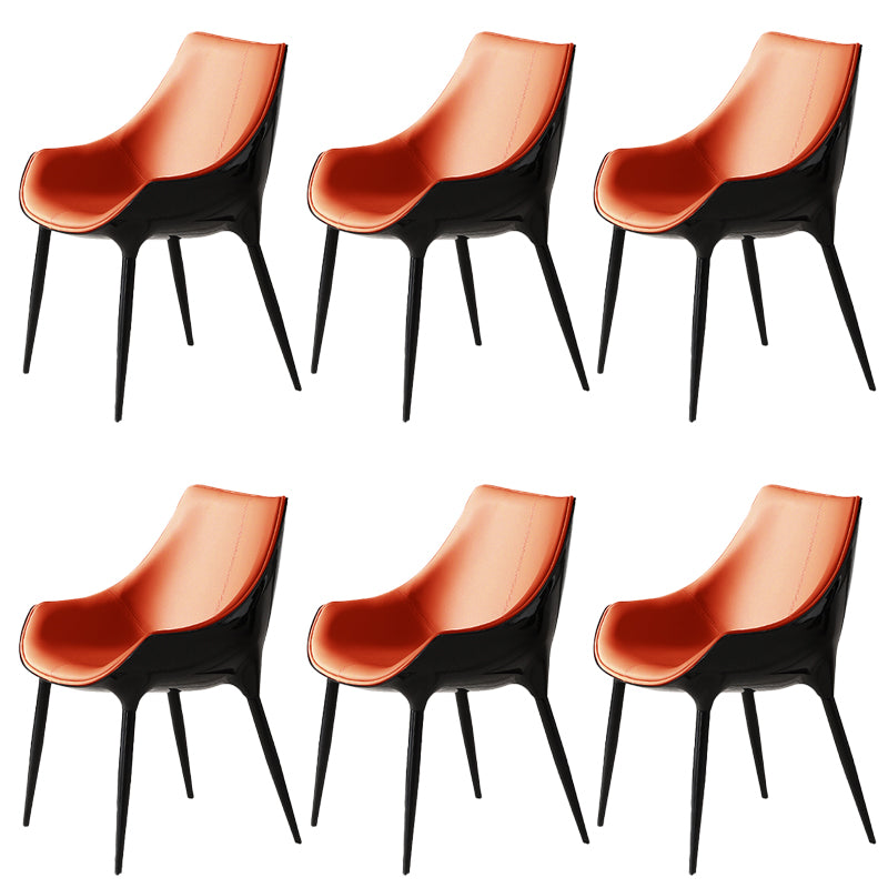 Faux Leather Kitchen Chair Metal Base Dining Chair for Living Room Orange 6 Piece Set Clearhalo 'Dining Chairs' 'Dining Tables & Seating' 'dining_chair' 'furn' 'furn_dining_chair' 'Furniture' 'Kitchen & Dining Furniture' 7028766