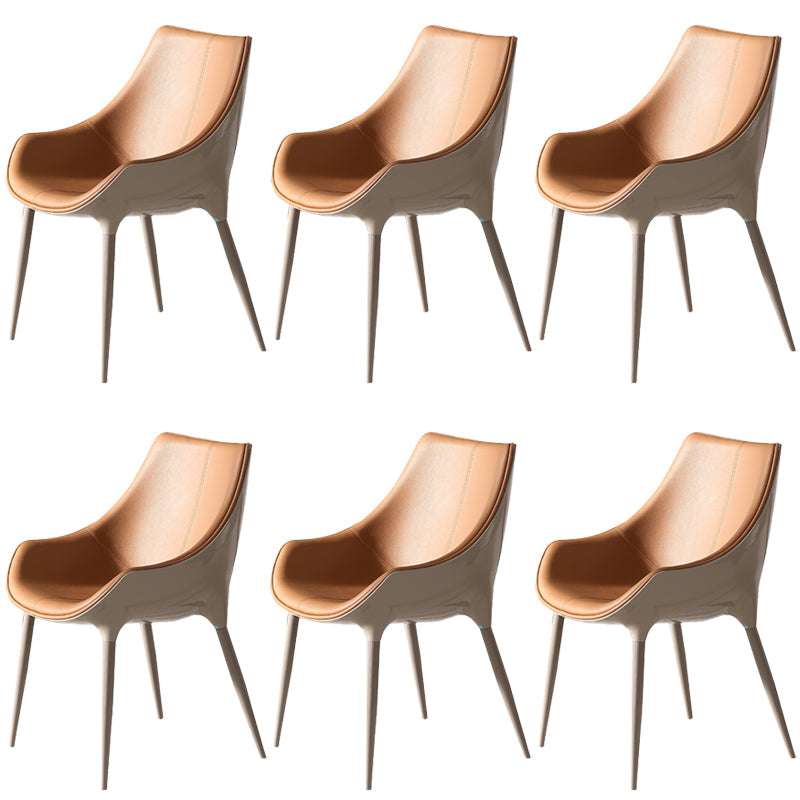 Faux Leather Kitchen Chair Metal Base Dining Chair for Living Room Beige 6 Piece Set Clearhalo 'Dining Chairs' 'Dining Tables & Seating' 'dining_chair' 'furn' 'furn_dining_chair' 'Furniture' 'Kitchen & Dining Furniture' 7028767