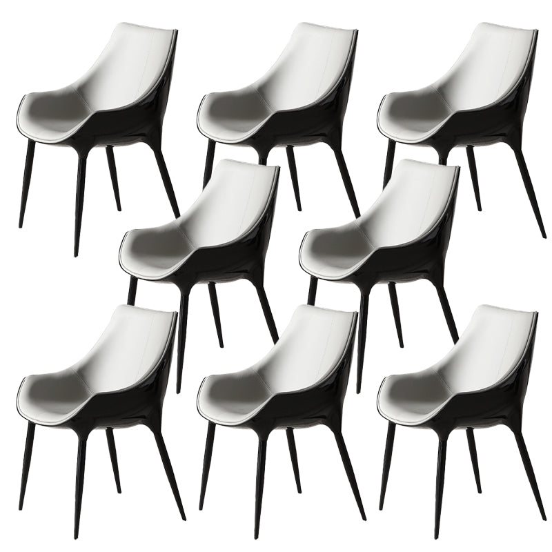 Faux Leather Kitchen Chair Metal Base Dining Chair for Living Room Black-Gray 8 Piece Set Clearhalo 'Dining Chairs' 'Dining Tables & Seating' 'dining_chair' 'furn' 'furn_dining_chair' 'Furniture' 'Kitchen & Dining Furniture' 7028768