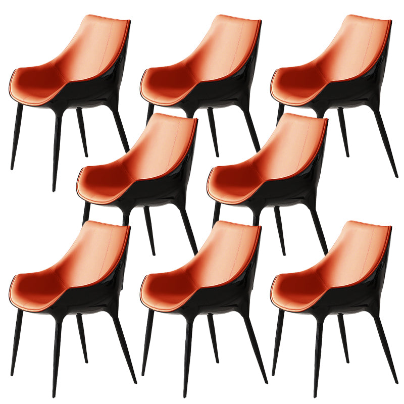 Faux Leather Kitchen Chair Metal Base Dining Chair for Living Room Orange 8 Piece Set Clearhalo 'Dining Chairs' 'Dining Tables & Seating' 'dining_chair' 'furn' 'furn_dining_chair' 'Furniture' 'Kitchen & Dining Furniture' 7028769