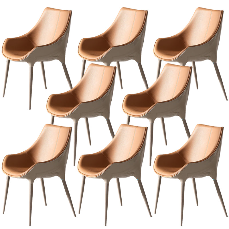 Faux Leather Kitchen Chair Metal Base Dining Chair for Living Room Beige 8 Piece Set Clearhalo 'Dining Chairs' 'Dining Tables & Seating' 'dining_chair' 'furn' 'furn_dining_chair' 'Furniture' 'Kitchen & Dining Furniture' 7028770