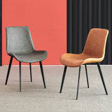 Industrial Style Side Chair Faux Leather Side Dining Chair with Metal Base Clearhalo 'Dining Chairs' 'Dining Tables & Seating' 'dining_chair' 'furn' 'furn_dining_chair' 'Furniture' 'Kitchen & Dining Furniture' 7028787