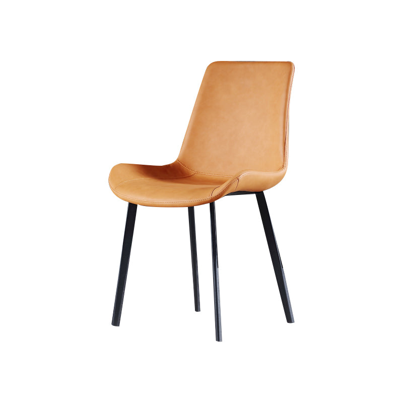 Industrial Style Side Chair Faux Leather Side Dining Chair with Metal Base Orange 1 Piece Clearhalo 'Dining Chairs' 'Dining Tables & Seating' 'dining_chair' 'furn' 'furn_dining_chair' 'Furniture' 'Kitchen & Dining Furniture' 7028790