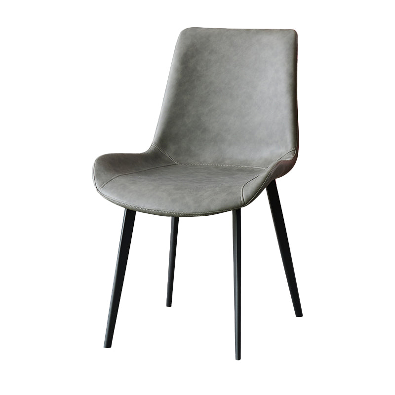 Industrial Style Side Chair Faux Leather Side Dining Chair with Metal Base Clearhalo 'Dining Chairs' 'Dining Tables & Seating' 'dining_chair' 'furn' 'furn_dining_chair' 'Furniture' 'Kitchen & Dining Furniture' 7028796
