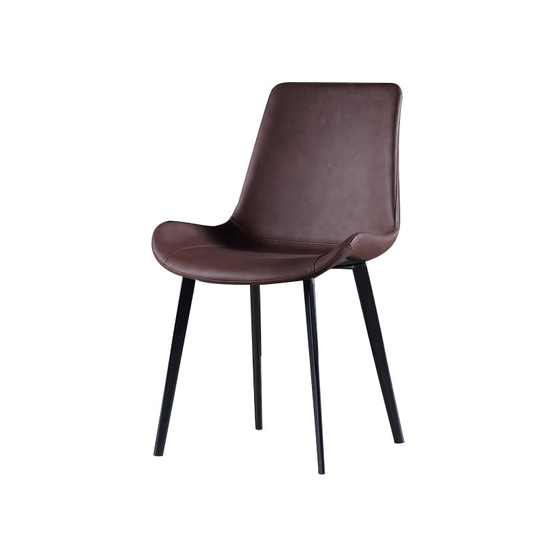 Industrial Style Side Chair Faux Leather Side Dining Chair with Metal Base Coffee 1 Piece Clearhalo 'Dining Chairs' 'Dining Tables & Seating' 'dining_chair' 'furn' 'furn_dining_chair' 'Furniture' 'Kitchen & Dining Furniture' 7028799